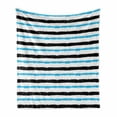 thumbnail image 1 of Abstract Soft Flannel Fleece Throw Blanket, Paintbrush Large Color Bands Simplistic Horizontal Lines Stripes, Cozy Plush for Indoor and Outdoor Use, 50" x 70", Aqua Black White, by Ambesonne, 1 of 6