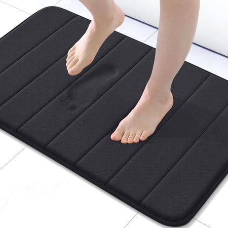 Buganda Memory Foam Bath Mat, 30" x 20", Ultra Soft and Non-Slip Bathroom Rugs, Water Absorbent Machine Washable Rug for Bathroom, Shower, Tub, Black