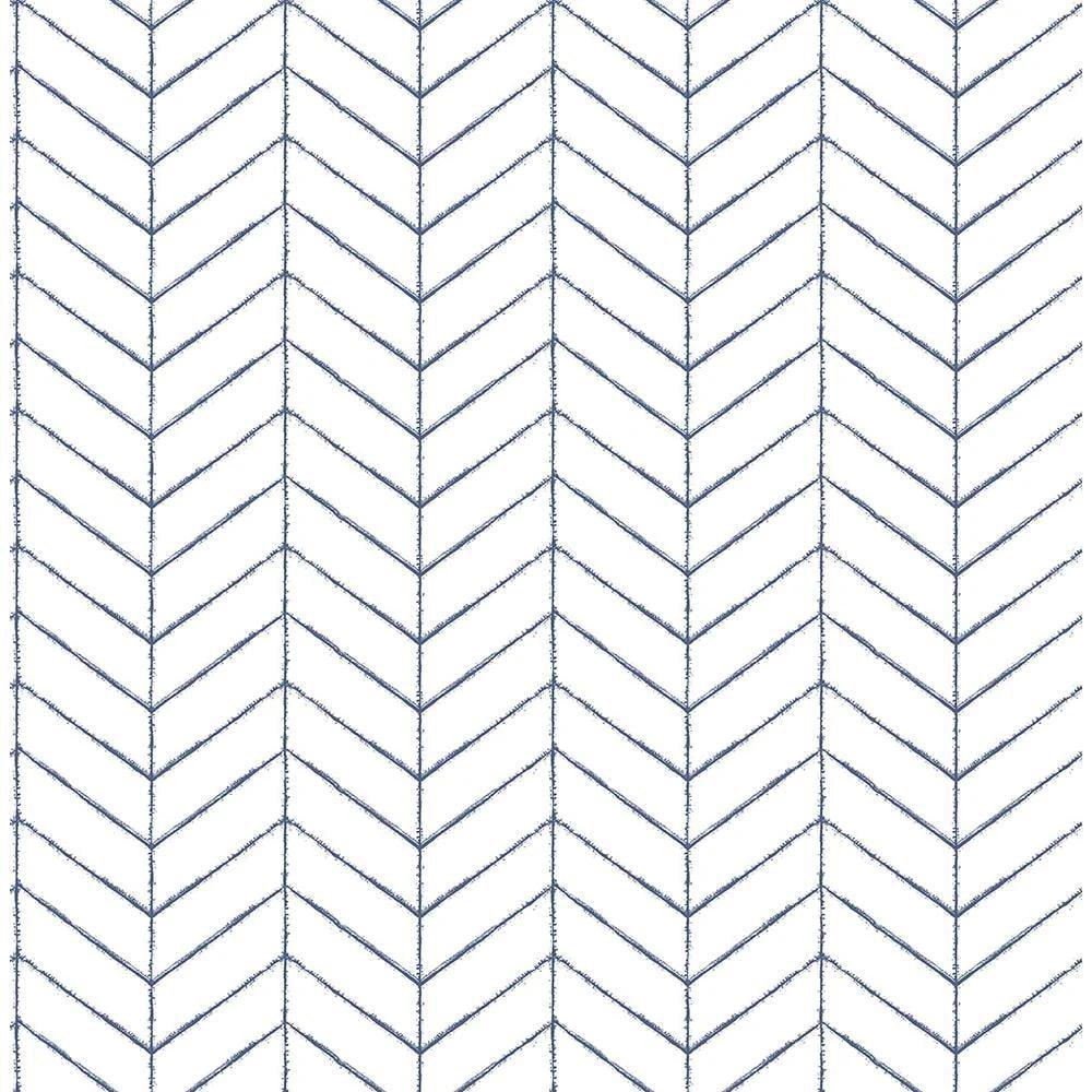 Chesapeake Bison Navy Herringbone Unpasted Non Woven Wallpaper, 20.5-in by 33-ft, 56.4 sq. ft.