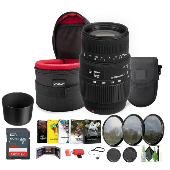 Sigma 70-300mm f/4-5.6 DG Macro Lens for Sony   Bundle