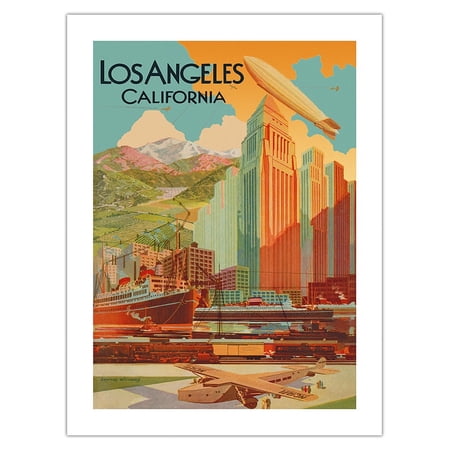 Los Angeles California - Vintage Travel Poster by Edward Withers c.1929 - Fine Art Matte Paper Print (Unframed) 18x24in