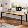 thumbnail image 4 of Fnova 78.7" Modern Computer Desk with Wood Desktop, Metal Frame Office Desk, Light Brown, 4 of 14