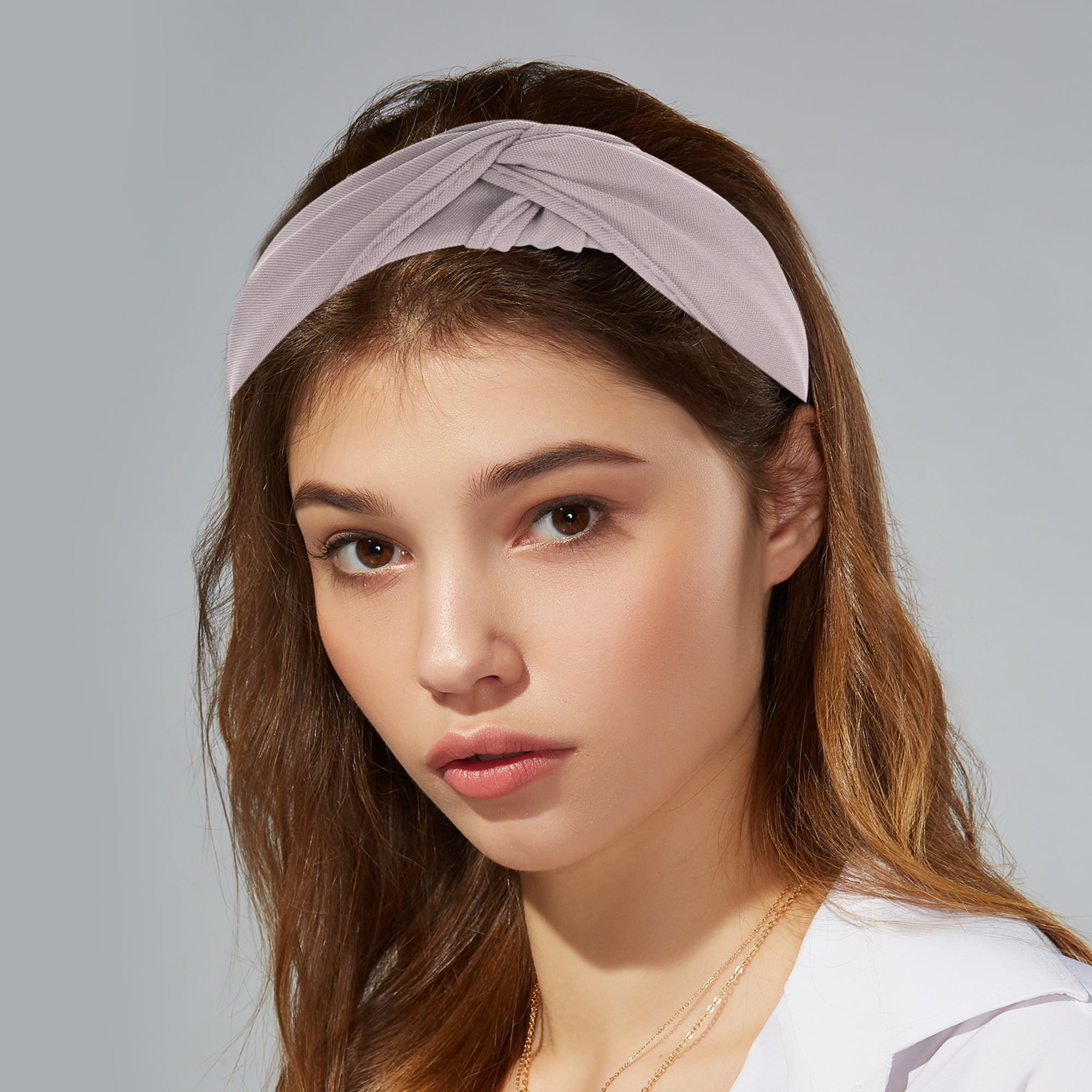 Unique Bargains Satin Knotted Headband Hairband for Women 1.2 Inch Wide Pink