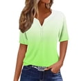 thumbnail image 2 of Women's Casual Gradient Short-Sleeved V-Neck Blouse Top for Summer, Soft Lightweight Shirt, Fashionable Loose Fit Tunic for Everyday Wear, Perfect for Beach, Travel, and Outdoor Activities, 2 of 5