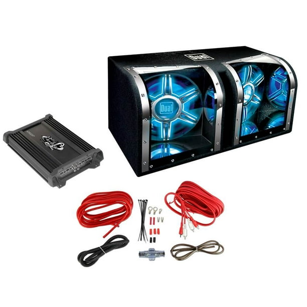DUAL BP1204 12" 1100W Car Subwoofers Bandpass Box+2 Channel Amplifier+Amp Kit