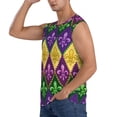 thumbnail image 3 of Bixox Men's Mardi Gras4 Printed Shirt Sleeveless Fitness Tank Top-3X-Large, 3 of 7