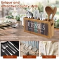 thumbnail image 5 of Tzdxfgl Wooden Utensil Holder for Kitchen Counter, 4 Compartment Cooking Spatula Organizer, Cooking Caddy with 3 Removable Dividers for Oil Bottle Spatula Cutter and Fork, 5 of 11