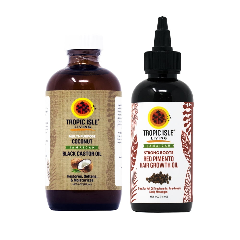 Tropic Isle Living Jamaican COCONUT Black Castor Oil & Strong Roots Red  Pimento Hair Growth Oil 4oz 