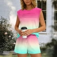 thumbnail image 5 of 2 Piece Summer Sets for Women Sleeveless Pleated Tank Top and Drawstring Elastic Waisted Shorts Loungewear (XL, Pink), 5 of 8