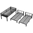 thumbnail image 4 of Mirightone Triple Bunk Bed with LED & USB Charging Station, Convertible to 3 Separate Beds, Twin XL over Twin Metal Bunk Bed with Safety Guardrail & Ladder for 3 Teens,No Box Spring Needed, 4 of 12