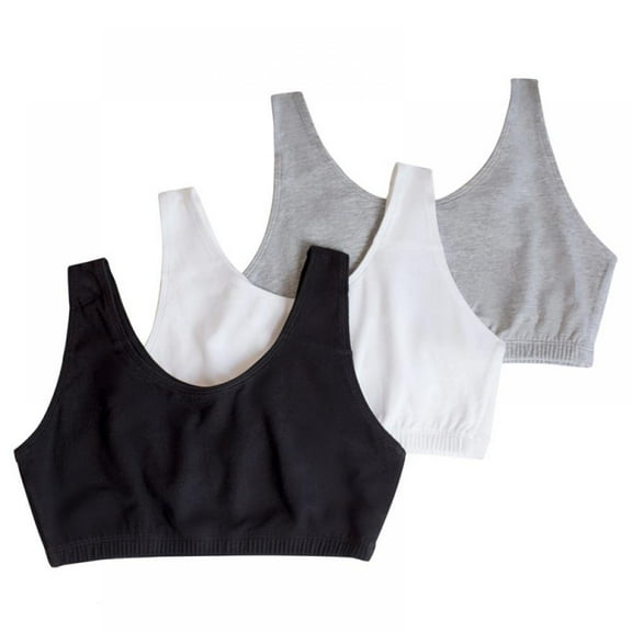 Pretty Comy Women's Sports Tank Top Bras 3-Pack,Black & White & Gray - M