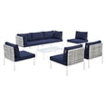 thumbnail image 2 of Modway Harmony 8-Piece  Sunbrella® Basket Weave Outdoor Patio Aluminum Sectional Sofa Set in Taupe Navy, 2 of 10