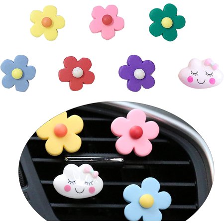 7Pcs Cute Daisies Car Clip Daisy Car Decoration Flower Air Vent Clip Car Decorations Air Conditioning Outlet Clips Car Interior Decoration Accessories