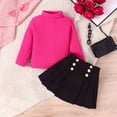 thumbnail image 4 of Toddler Baby Girl Clothes Casual Skirt Set Infant Turtleneck Long Sleeve Knit T-Shirt Top and Plaid Pleated Skirt Set 2Pcs Fall Winter Outfits 6M-5T, 4 of 9