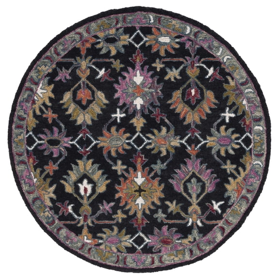 SAFAVIEH Aspen Kiro Tribal Area Rug, Black/Pink, 5' x 5' Round