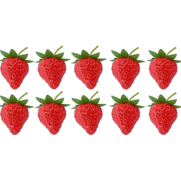 Pack of 10 Realistic Strawberry Decorations for Home Party Table Centerpiece Displays Plastic Fruit Ornament