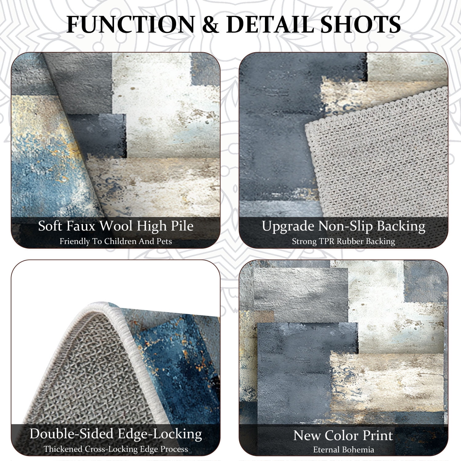 3 Piece Kitchen Rug Set, Non-Slip And Washable, Abstract Pattern Kitchen Hallway Rug, Soft And Comfortable, Suitable For Sinks, Floors, Entrances, Hallways and Bathrooms