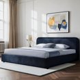 thumbnail image 2 of Omax Decor Chloe Upholstered Platform King Bed in Blue Fabric, 2 of 7