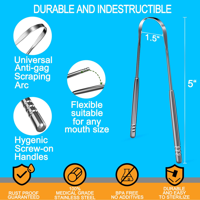 NIUTA Tongue Scraper, Stainless Steel, 3-Pack photo 7