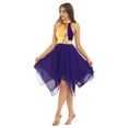 thumbnail image 5 of IEFIEL Womens V Neck Metallic Waistline Liturgical Praise Dance Dress Sleeveless Asymmetrical Modern Dance Show Costume Dark Purple-A S, 5 of 7