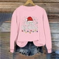 thumbnail image 5 of HOMBOM Merry Christmas Sweatshirts for Womens Lightweight Merry and Bright Pullover Crewneck Merry Christmas Fall Ladies Tops Pink, 5 of 6
