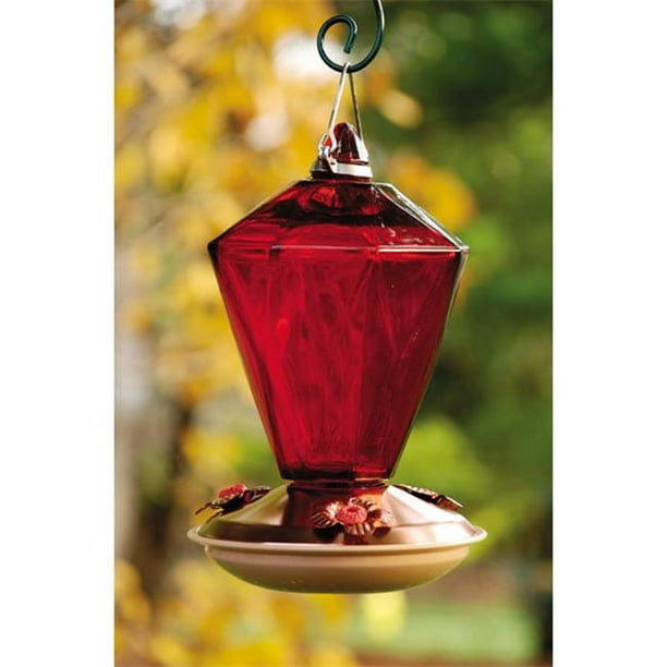 Brushed Copper diamond glass hummingbird feeder