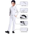 thumbnail image 4 of Traje clásico de 5 piezas, ajustado, para niños grandes, esmoquin para niños pequeños, trajes para niños y jóvenes portadores de anillos, disfraz blanco para invitados de boda, talla 20, 4 of 6