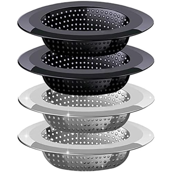 Kitchen Sink Drain Strainer, 4 Pack Stainless Steel and Black Mesh Sink Strainer for Kitchen with Large Wide Rim 4.5" Diameter, Sink Filter Strainer with 3" Basket Sink Food Catcher$$Tools & Hardware