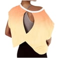 thumbnail image 2 of HWRETIE Women's V-Neck Yoga T-shirt Casual Gradient Short Sleeve Workout Top Hollow Design Fashion T-shirt for Gym Running or Daily Wear Yellow-1, 2 of 5