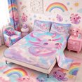 thumbnail image 2 of Meiyoeat Pink Cartoon Axolotl King Sheets 4Pcs,Dreamy Star Cloud Pattern Bedding,1 Flat Sheet,1 Fitted Sheet and 2 Pillowcases, 2 of 6