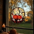 thumbnail image 3 of Halloween Pumpkin Ghost Window Hanging Decor, Stained Glass Style Halloween Suncatcher Ornament, Halloween Decorations Accessory for Home Window Indoor Halloween Holiday Scene Display,6x6Inch, 3 of 7