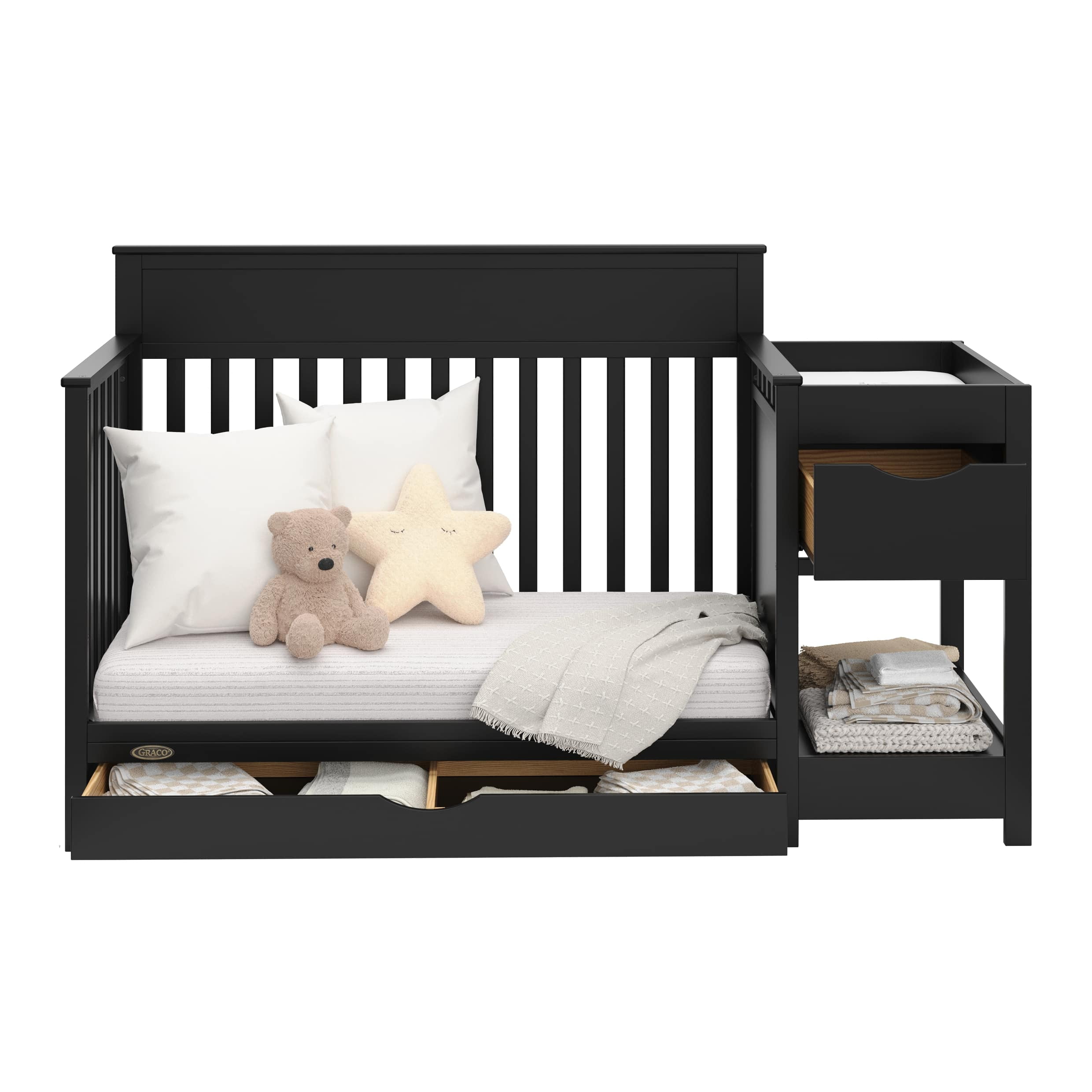 Graco Shiloh Convertible Baby Crib and Changer, Black