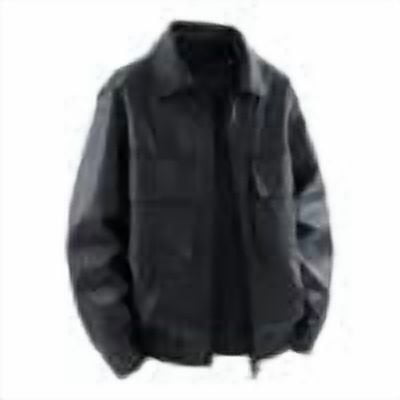 OHMZYZO Men's Faux Leather Motorcycle Jacket Vintage Zip Up Collared Leather Biker Coat Lightweight Coats with Pocket