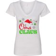 thumbnail image 3 of Inktastic Oma Claus with Christmas Santa Hat and Snowflakes Women's V-Neck T-Shirt, 3 of 5