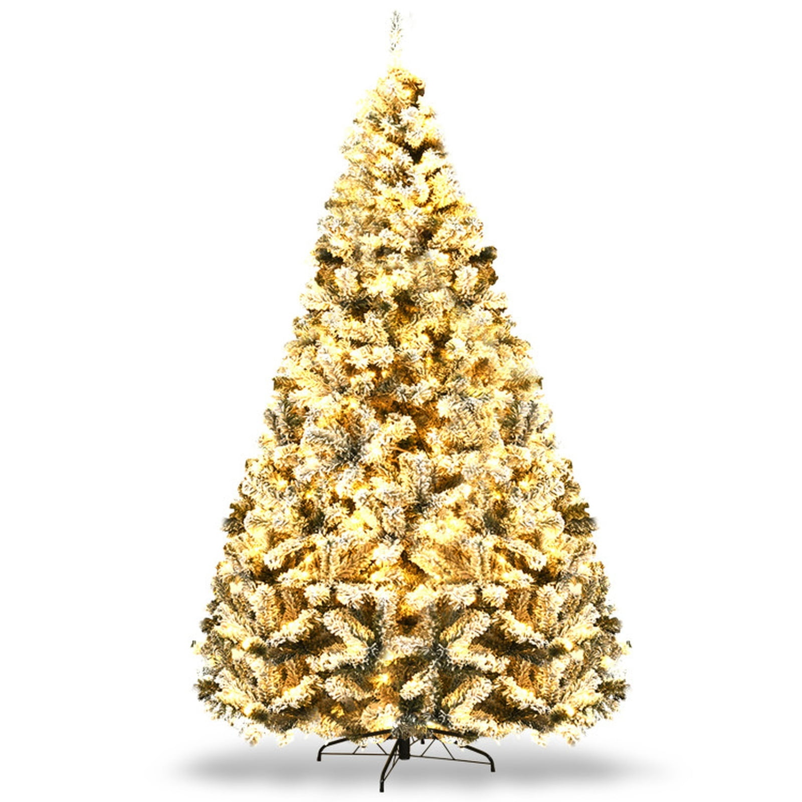 RUIE, 9 Ft Flocked Tree, 9 ft Artificial Christmas Tree, 550 LED Lights, Snow Flocked, 1498 Full Tips, for Home Holiday Xmas Decoration