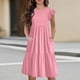 thumbnail image 2 of Teen Girls Dresses Casual Summer Midi Dress with Pockets Short Sleeve Loose Fit Flowy Sundress for Beach Party ,Sie:90, 2 of 9