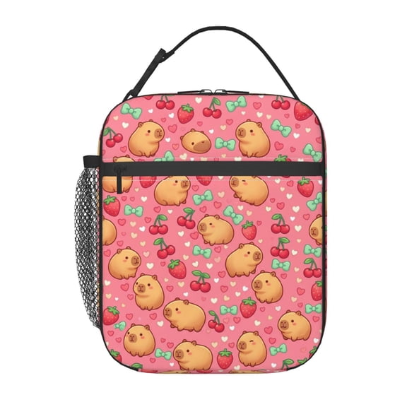 Capybara Insulated Lunch Box,Reusable Lunch Bag For Women Men,Cute Animal Large Capacity Portable Thermal Bag With Mutiple Pockets For Office,Work,Picnic,Travel