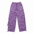 thumbnail image 5 of Lmueinov Women's 90s Retro Parachute Cargo Pants Elastic Waist D string Multi Pockets Baggy Wide Leg Streetwear Casual Hiking Jogger Pants, S-XXL, 5 of 7