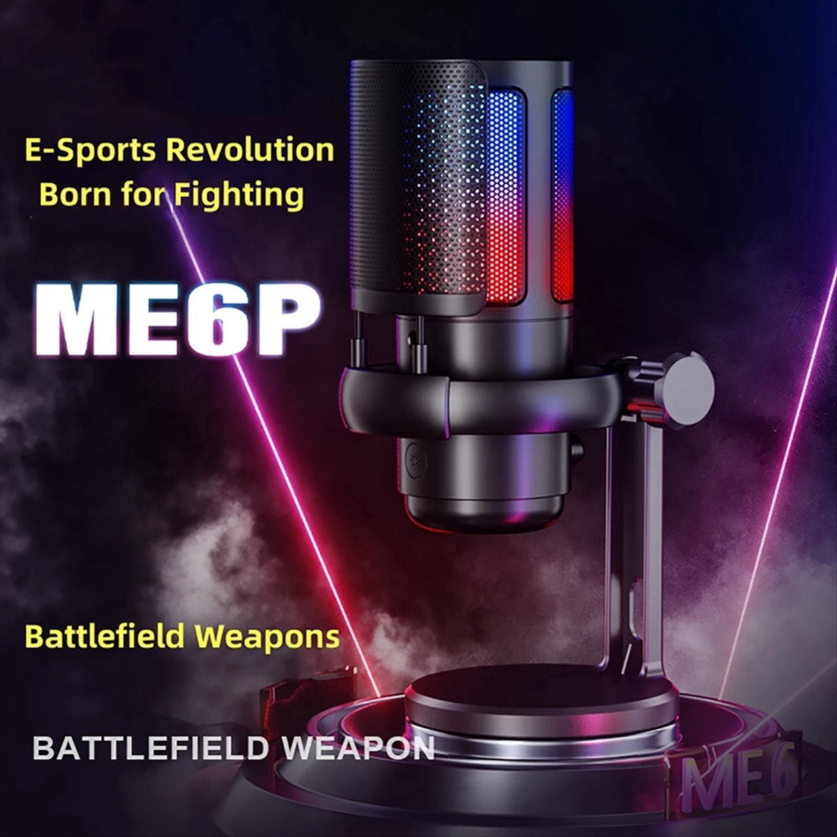 Gaming RGB Microphone, USB PC Mic for Streaming, Podcasts, Recording, Condenser Computer Desktop Mic on for //