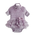 thumbnail image 1 of Baby Girl New Born Baby Items Babys Girls Winter Long Sleeve Romper With Headband 2PCS Outfits Clothes Set Red Purple, 1 of 6