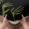 thumbnail image 3 of Twin XL Size Fitted Sheet Set - Black Halloween 2 Piece Bedding Sets 16" Deep Pocket Fitted Sheet with 1 Pillowcases, Farmhouse Spooky Green Hands Skeleton Brushed Microfiber Hotel Luxury Bed Sheets, 3 of 9