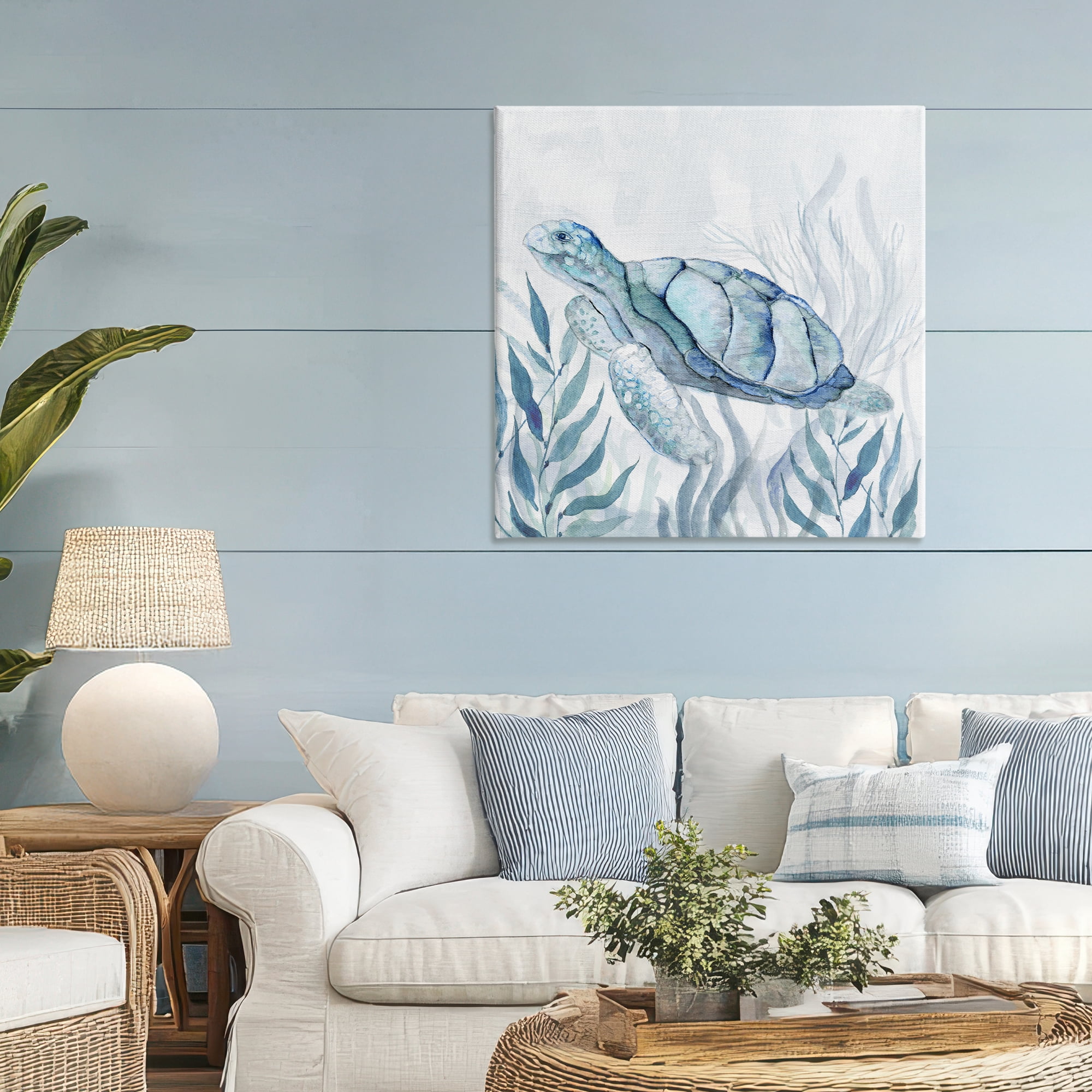 Stupell Industries Sea Turtle with Subtle Smile Canvas Wall Art, design by Janet Tava