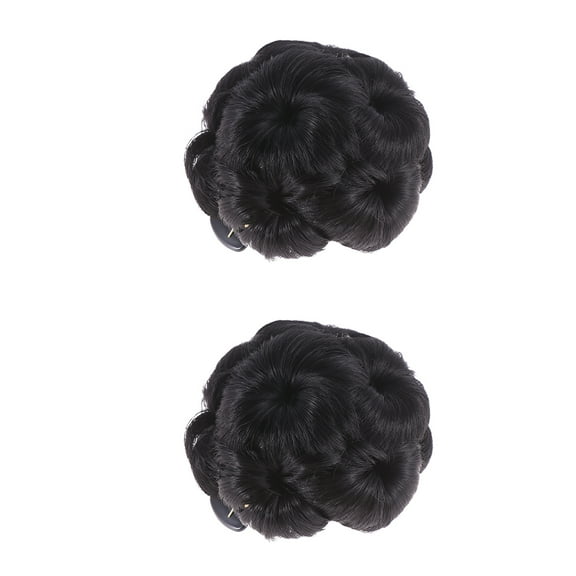 LEORX 2pcs Updo Hair Piece with Ponytail Bun Hair Clip for Special Occasions in Black for Females