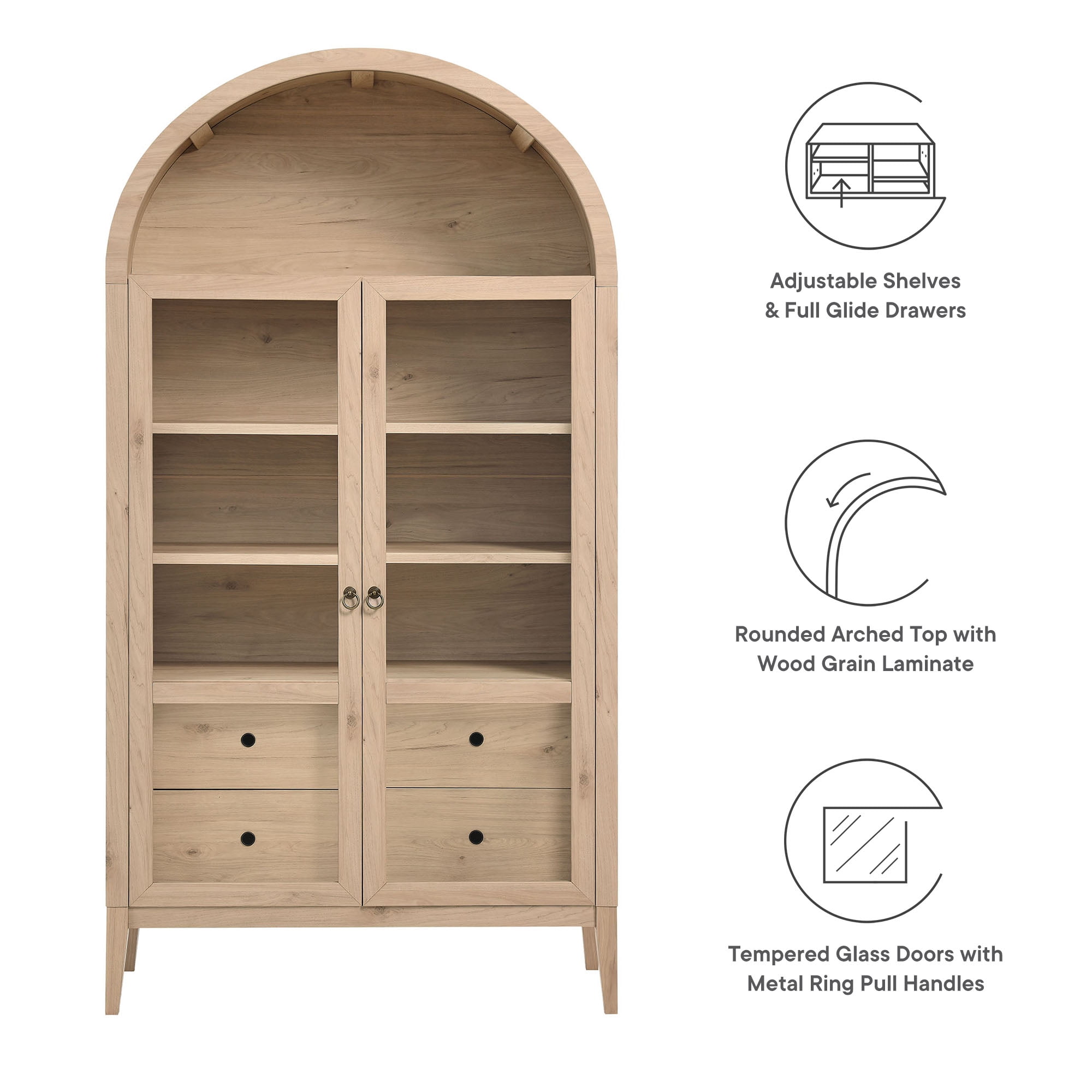 Nolan Storage Display Cabinet in Light Oak