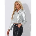 thumbnail image 4 of DARING DIVA Women's Metallic Jacket Double Breasted Notch Lapel Disco Party XS Silver, 4 of 6