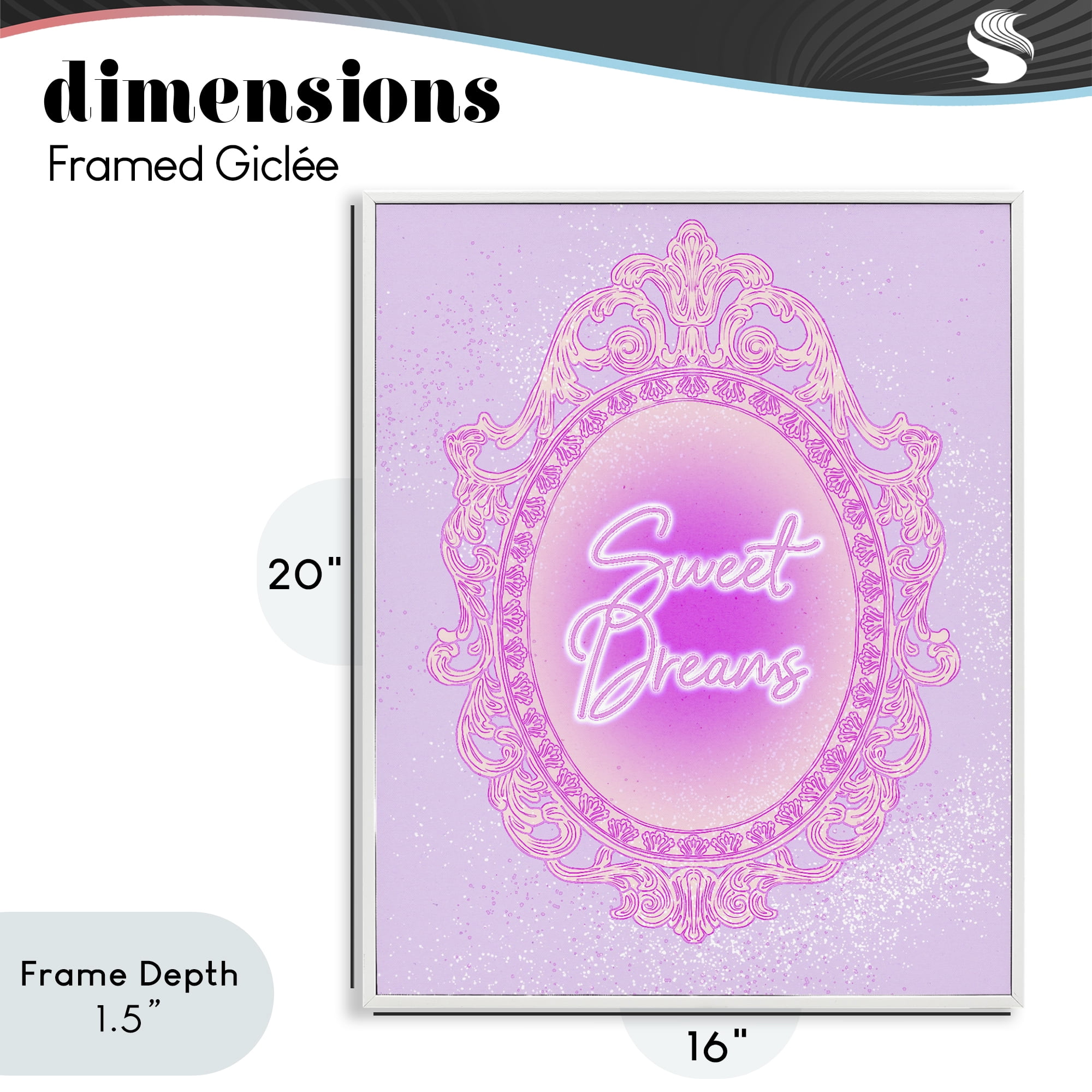 Stupell Industries Sweet Dreams Ornate Mirror White Framed Giclee Art, design by Ziwei Li
