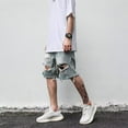 thumbnail image 3 of Men's Summer denim shorts fashion harem pants elastic youth popular shorts boy's high waist jeans, 3 of 6