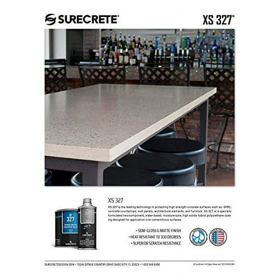 Surecrete XS-327 Concrete Countertop Sealer Matte Finish Food Safe Water Based (100 ft²) 1 Quart