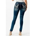 thumbnail image 3 of Grace in LA Women's Embroidered Floral Pockets Skinny Fit Stretch Jeans (29, Blue), 3 of 3