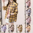thumbnail image 4 of Aloohaidyvio Womens Button Down Flannel Shirts Long Sleeve Plaid Shackets Business Casual Blouse Top, 4 of 4